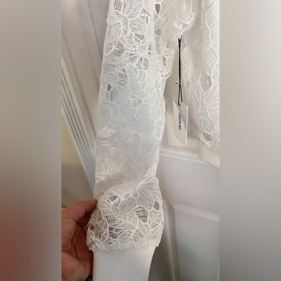 NWT Jason Wu Lace Bomber Jacket White Cropped Floral Zip Up DesignerMSRP $325 - Picture 8 of 9